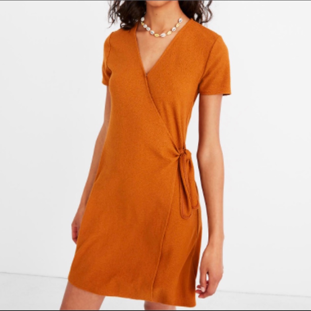 Madewell Rust Orange Short Sleeve Wrap Dress